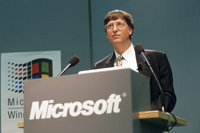 Bill Gates auf der CeBIT in den 90er Jahren